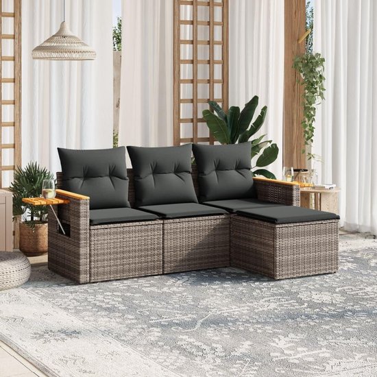 Poly rattan duurzaam weerbestendig tuin loungeset met inklapbare