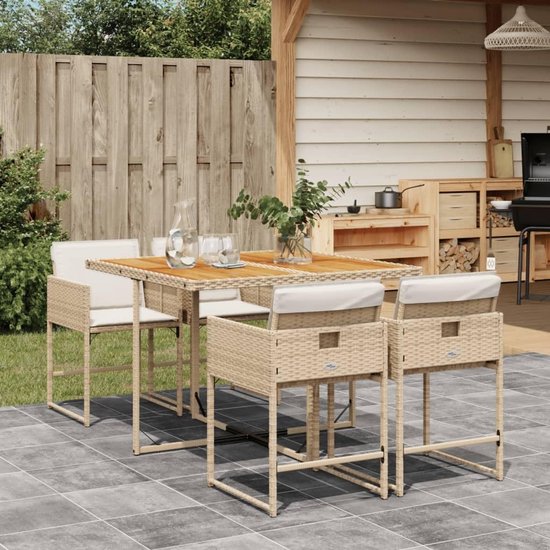 Poly rattan inklapbaar eethoek Tuinset beige