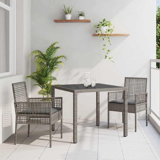 Poly rattan moderne tuinset 90 x 90 x 75 cm grijs