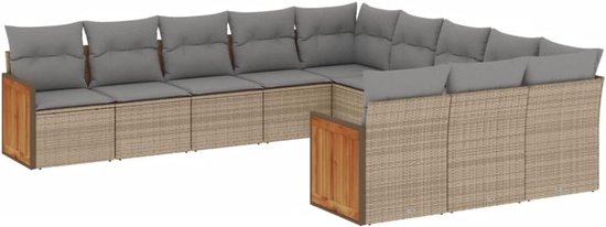 Poly rattan verstelbare rugleuning tuin balkon 3 delig beige crème