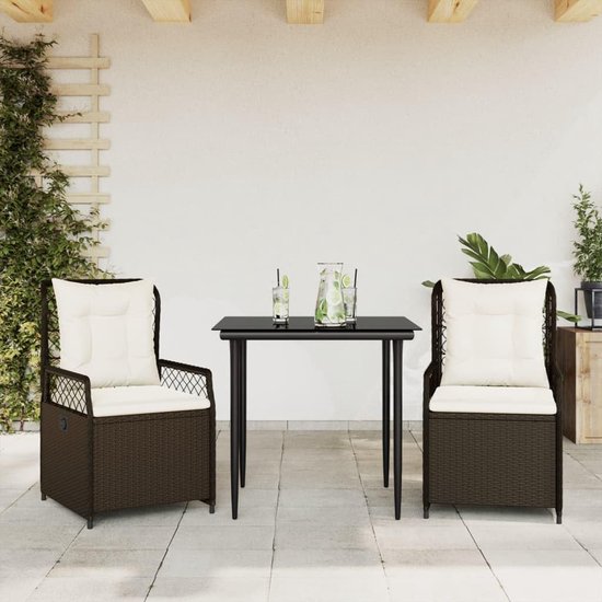Poly rattan verstelbare rugleuning tuinset 80x80x74 cm bruin