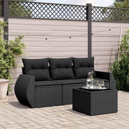 Poly rattan waterbestendig model 4 delig Zwart