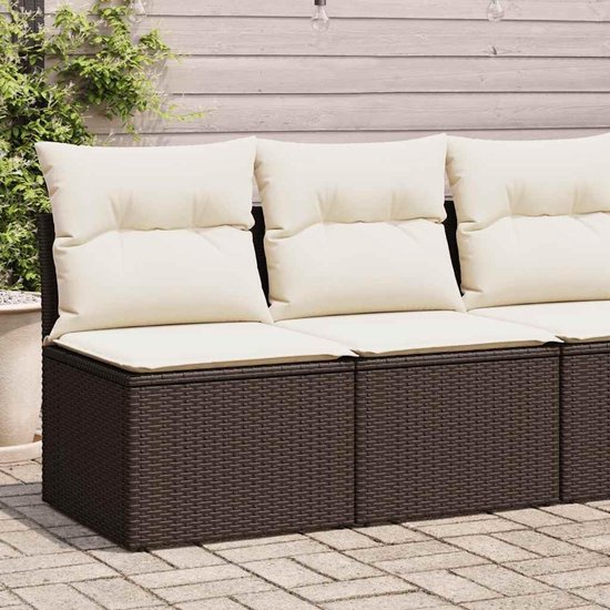Poly rattan waterdichte opbergtas loungeset bruin 2 delig