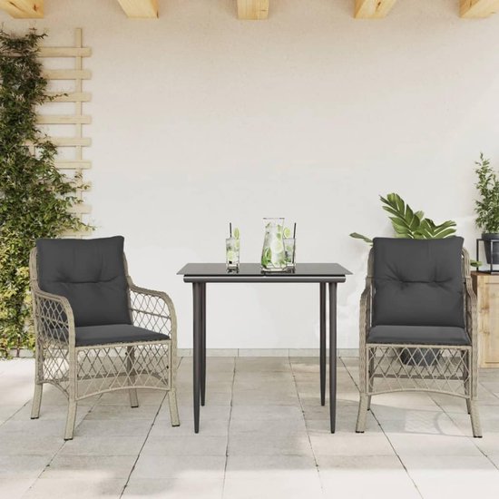 Poly rattan weerbestendig Bistroset 80 cm lichtgrijs