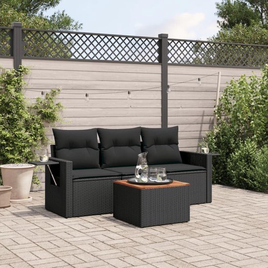 Poly rattan weerbestendig opbergfunctie model 35 cm zwart