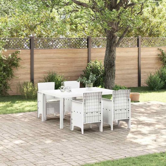 Poly rotan moderne tuintafel buitenchic Wit Crèmewit