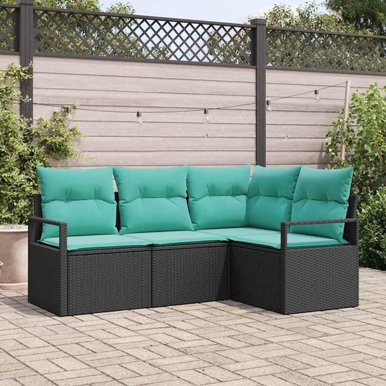 Poly rotan modulair tuinset zwart 33.5