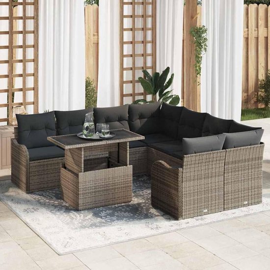 poly rotan onderhoudsarm tuinbar zwart hout 5 delig