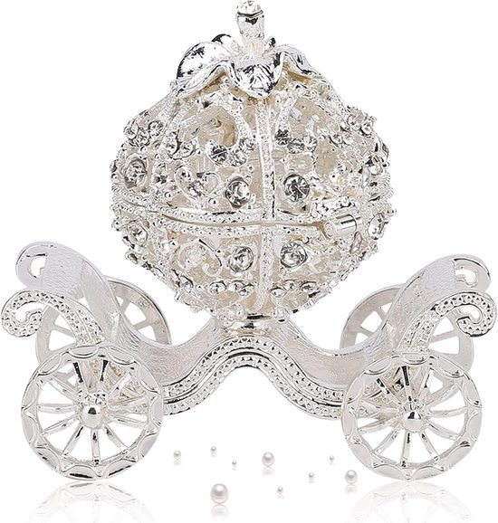 Pompoen Vervoer Snuisterijdoosje, Versierd Collectible Beeldje Unieke Gift om de Ring Sieraden Doos op te slaan Metaal Ambachten Gift Tafelblad Decoratie