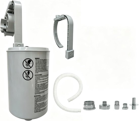 Pool, in hoogte verstelbare hangende skimmer met uitneembare filtermand, voor opstelzwembad en opblaasbare zwembaden, incl. 2 haaksets en 4 adapters, grijs