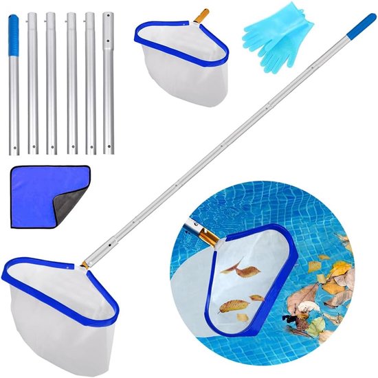 Pool Landing Net 2,25 m verstelbare steel - aluminium frame - fijne maas voor efficiënte poolreiniging - ShopVlot