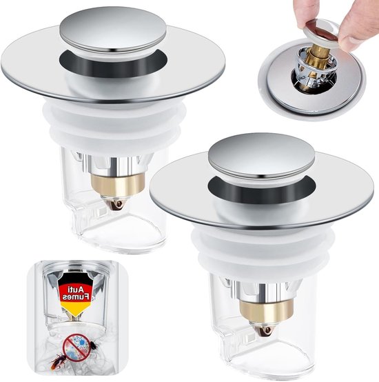 Pop-up gootsteenstopper met anti-verstopping en geurpreventie, ideaal voor badkamer en keuken, eenvoudig te installeren en schoon te maken