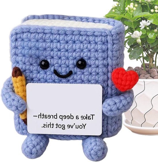 Positief Boek - Emotioneel Haakboek - Stressverlichting Bieden - Charmant Haakdesign - 7.5 x 10 cm - Paars
