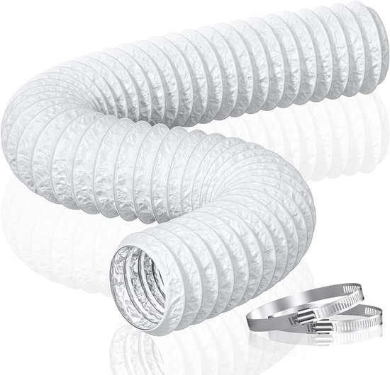 Power Afvoerslang 75mm Lengte 5m Flexibele PVC Aluminium Buis Ventilatieslang Geluidsisolatie Aluminium Flexibele Slang Afvoerbuis voor Afvoerventiel