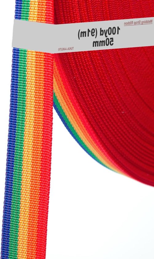 PP Riem Regenboog - Polypropyleen Band - Handwerk en Naaien - Hittebestendig en Slijtvast - 91 meter x 50 mm