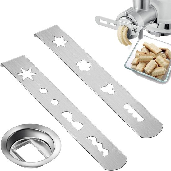 Praktische accessoires voor vleesmolens - 3-delige set met roestvrijstalen mondstuk, ideaal voor koekjes en deegbewerking van Merkloos