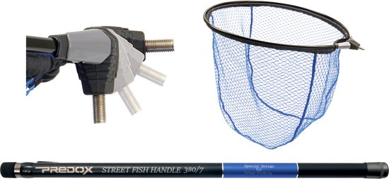 Predox Streetfish Kade Schepnet set - Schepnet- Steel & schepnet - Rubber - 380cm - Telescopisch - Kleur blauw en Zwart - Riem clip - Struinen - Roofvis van Predox
