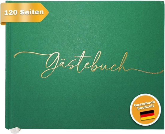 Premium gastenboek voor bruiloft, 120 pagina's premium papier, dik papier, het drukt niet door, vintage stijl, met gouden titel, ideaal voor bruiloften, jubilea, verjaardagen