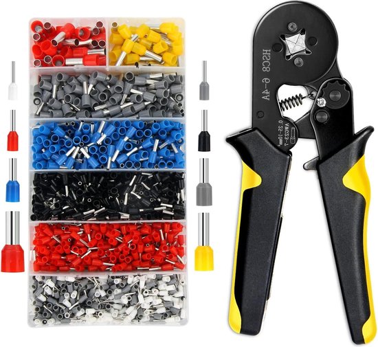 Premium Krimptang met 1200 stuks adereindhulzen Tool Kit 025-10 mm² (AWG 23-7) - Beste Kwaliteit - Betrouwbaar en Duurzaam van Merkloos