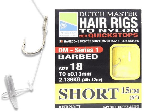 Preston Dutch Master Hair Rigs With Quick Stops H14 0.15mm 15cm