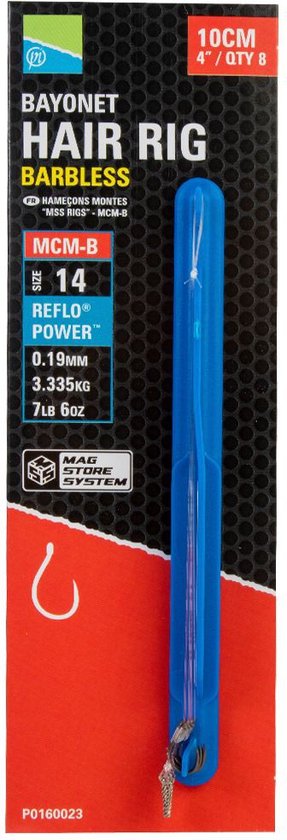 Preston MCM-B Bayonet Hair Rig 10cm Barbless 10cm - Haak 16 van Preston