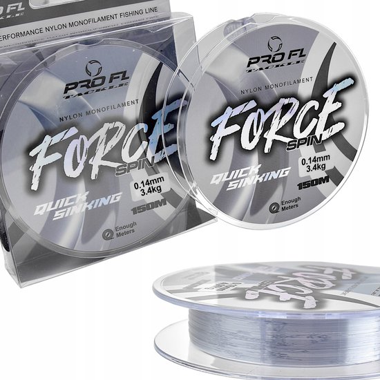 PRO FL FORCE Spin Nylon Lijn 0.14mm - 3.4kg - 150m Snel Zinkend