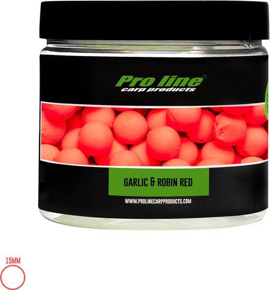 Pro Line Garlic Robin Red - Fluor Pop-Ups - 15mm - 80g - Rood van Pro Line