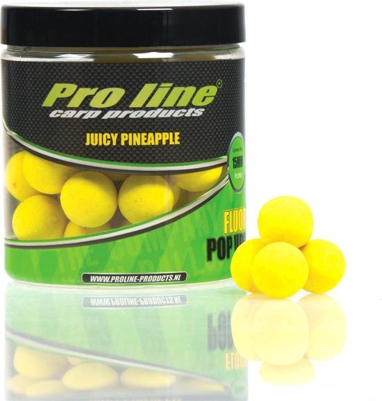 Pro Line Juicy Pineapple | Fluro Pop-Up Boilie | 15mm | 80g van PRO LINE