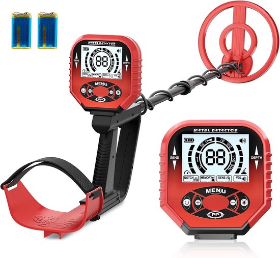 Professionele Metaaldetector met LCD Scherm, Verstelbare Lengte 106cm-121cm, 3 Zoekmodi, Waterdichte Zoekspoel voor Volwassenen en Kinderen
