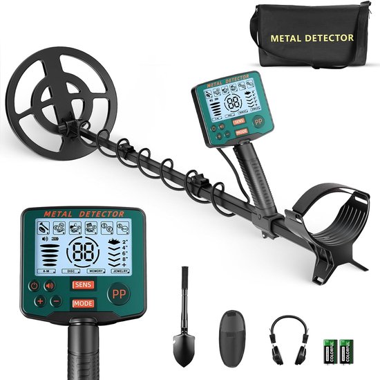 Professionele Metaaldetector Set met 5 Modi voor Kinderen en Volwassenen, Waterdichte Spoel, Hoge Precisie en Pinpoint Functie voor Nauwkeurige Zoektochten