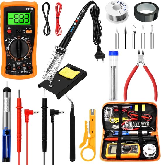 Professionele Solderkit 19 in 1 met LCD Display, Instelbare Temperatuur en 50 g Lood voor Elektronica Reparatie