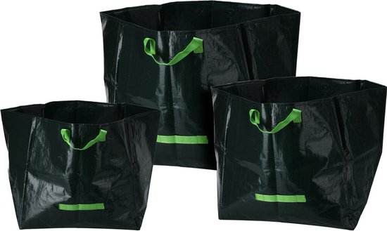 Progarden Tuinafvalzakken set van 3 - groen - 70/105/175 liter - bladeren opruimen van ProGarden