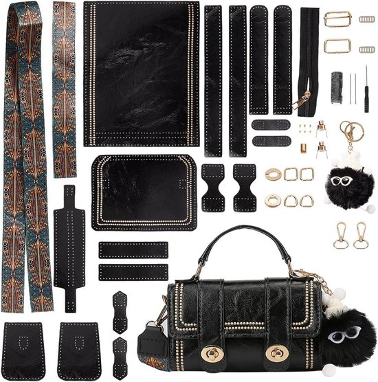PU Leren Schoudertassen DIY Set - Breien, Haken en Materialen voor Handgemaakte Handtassen, Naaikit voor Creatieve Accessoires, 19 x 10 x