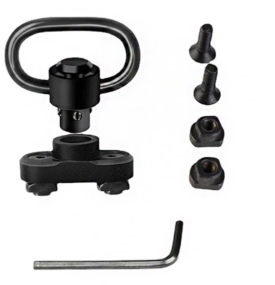 QD Sling Swivel Mount 1.25 Inch Quick Detachable Kit with Quick Detach Push Button, Sling Mount Adapter and 360° Rotation Sling Swivel Base, for Rail HandGuard van Merkloos