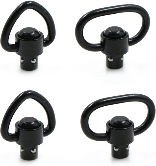 QD Swivel Clip Loop Strap - Quick Release Sling Swivel - Swivel Quick Detach Swivels - 1.25 inch Tactical Heavy Duty Buckle voor Tactical Belts (4 Pieces, Black) van Merkloos