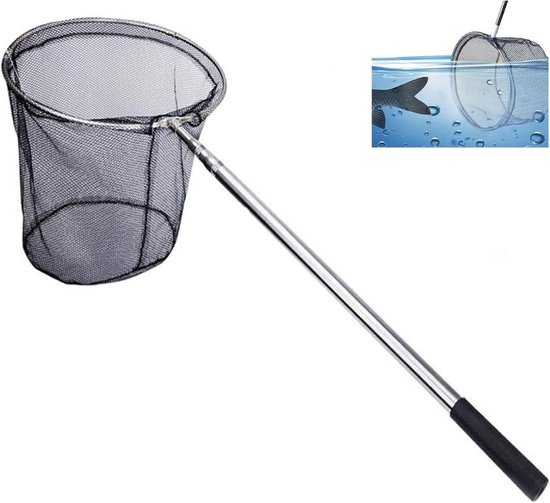 Quvo® Schepnet Vissen - Visnet - Telescoop Schepnet - Duurzaam Net met Rubberen Coating - Zilver - 5 x 22 x 59 cm van Merkloos