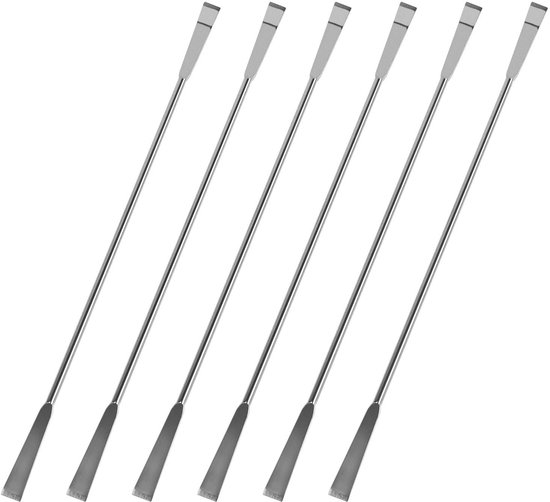 QWORK-spatel van roestvrij staal Laboratoriumspatel Dubbele laboratoriumschraper, 200 mm 6 stuks