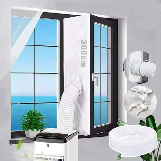 Raam-airconditioningset, 300 cm, raamafdichting voor draagbare airconditioning, universele raamafdichting voor wisselstroom en droger, AC Window, blokkeert de hete lucht