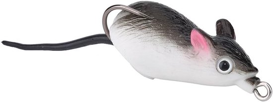 Rat Vissen Lokken, 2 stks Zoetwater Zachte Rubber Muis Muizen Vissen Lokt Kunstmatige Aas Top Water Tackle Haken Bass Aas Dual Haken Tackle (Donkergrijs)