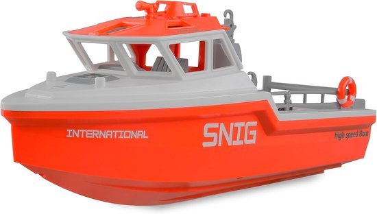 RC Reddingsboot - Watersport Speelgoed - Varen Op Water - Borstelloze Jet Aandrijving - 32cm Lengte - Wit Oranje van Merkloos