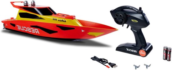 RC Rescue Boot - Op afstand bestuurbare boot - Waterpret beleven - Waterdichte onderdelen - 350 mm - Geel-rood