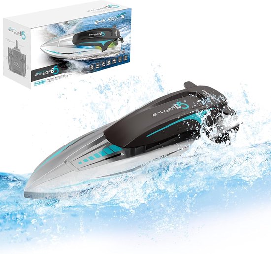 RC Speedboot - Afstandsbestuurbare Boot - Waterpret - Dubbele Propeller - 21.5 cm - Grijs