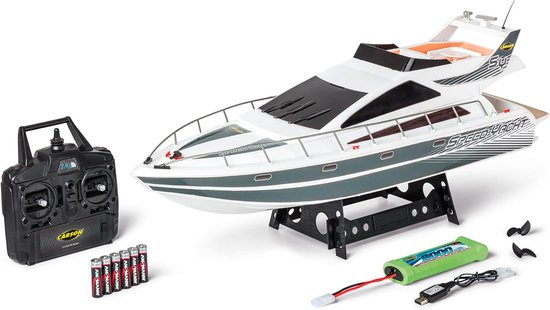 RC Speedboot - Afstandsbestuurbare boot - Waterpret - Twee krachtige motoren - 74 cm - Wit