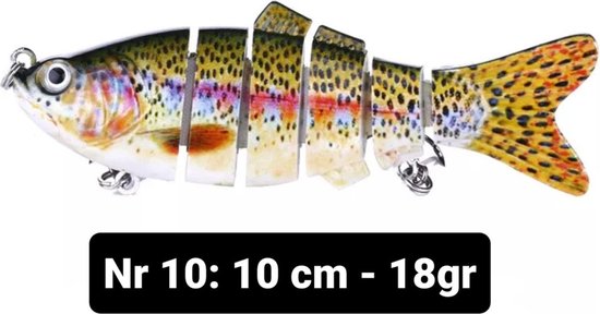 Realistische kunstaas "Multiplaza" met 6 swimbait - segmenten 10 cm - 18 gram - Lokaas - Hengelsport - vissen - snoek - 3d ogen - levendig - roofvissen - karper van Multiplaza