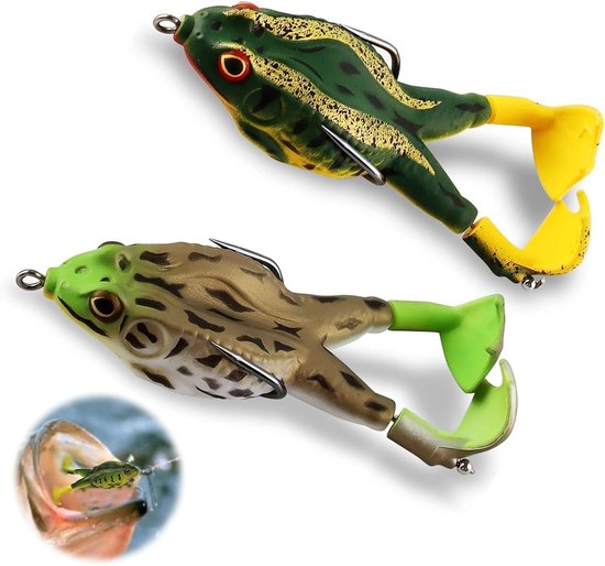 Realistische zachte kunstaas set van 2 stuks met dubbele haken voor baars, forel en snoek vissen