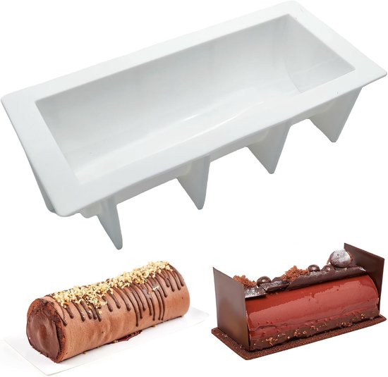 Rechthoekig, groot, 30 x 13,5 x 8 cm, lange cilinderstrips, siliconen vorm voor monoporties, chocolade, energiereep, ijsblokjes, muffins, brownies, cake, zeep (bruin, 1 put)