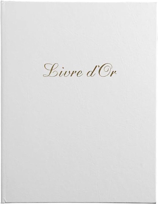 - ref. 4982E - 1 Kunstleren gastenboek BALACRON - Verticaal formaat : 27 x 22 cm - Gouden rand met titel in gouden letters - 100 effen witte bladzijden - Kleur : Wit