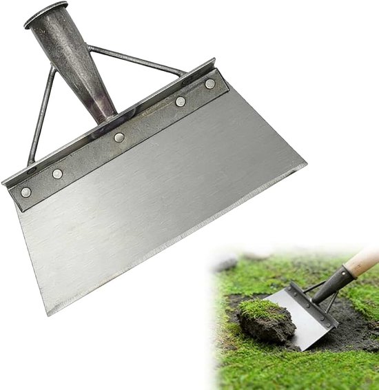 Reinigingsschep, outdoor tuinschep, 26 cm, mangaanstaal, onkruid, schraper, groot, voor het verwijderen van onkruid en mos, tuingereedschap voor het sneeuwschoppen, ontdooien