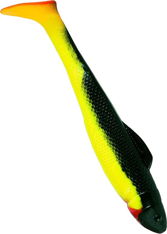 Relax Ohio Shad Rubber Fish 5" 12.5cm Rubber Bait Pike (Fluo Yellow/Black)