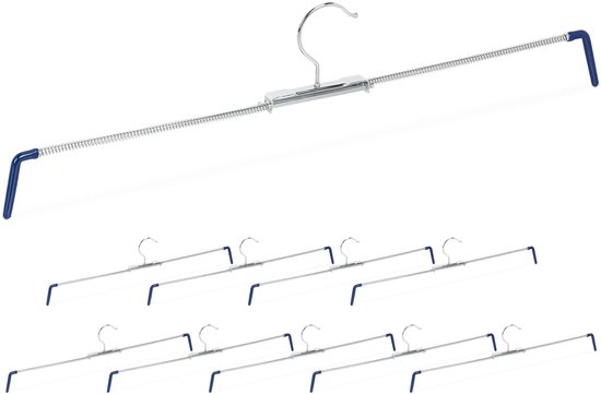 Relaxdays 30 x broekspanners, antislip, voor broeken en rokken, spiraal broekspanners, breedte 30-50 cm, zilver/blauw